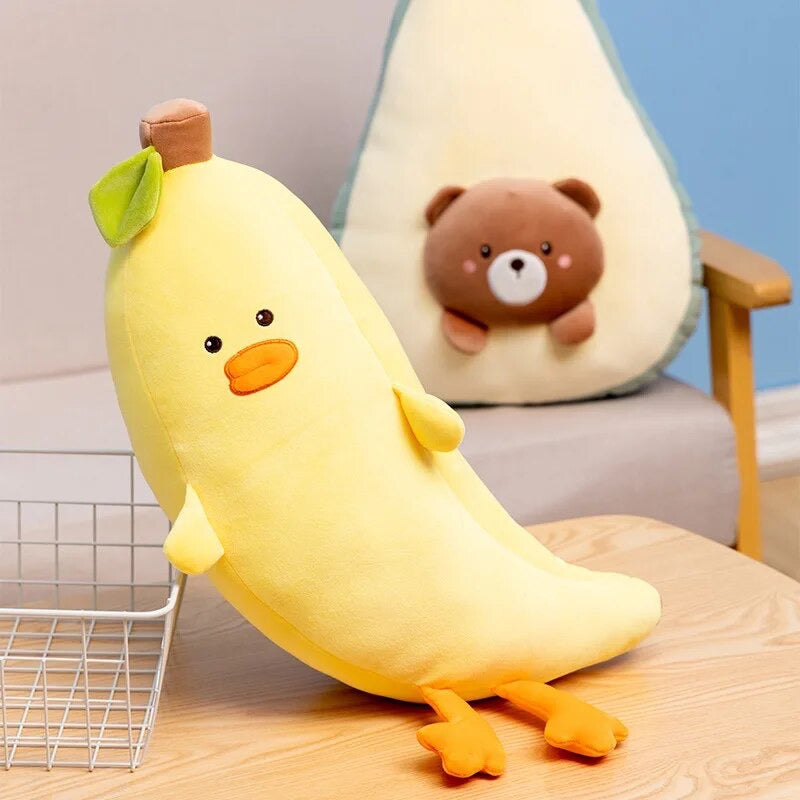 Cute Fruit Animal Plush Banana Duck Carrot Rabbit Avocado Bear Strawberry Pig Home Plush Toys