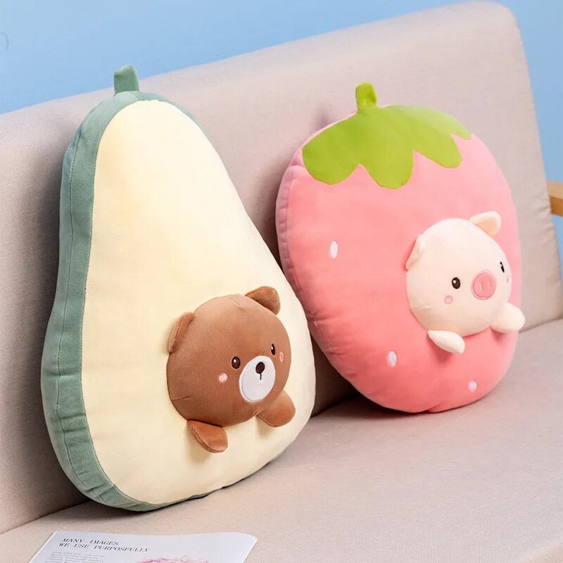 Cute Fruit Animal Plush Banana Duck Carrot Rabbit Avocado Bear Strawberry Pig Home Plush Toys