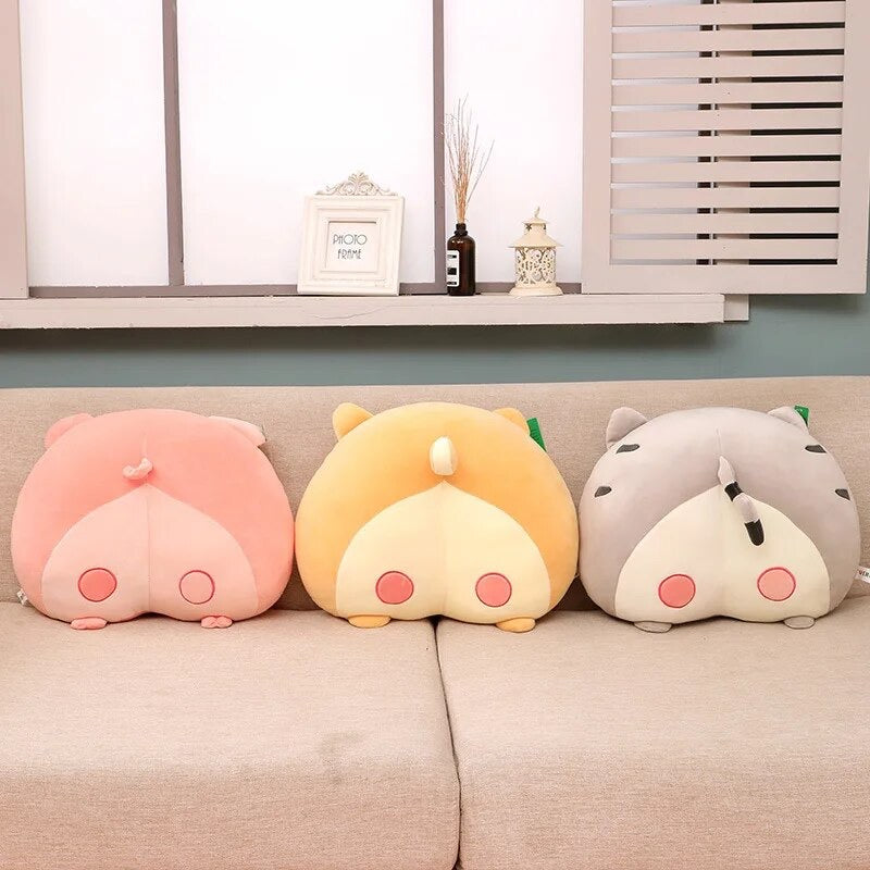 New Corgi Butt Plush Pillow Hip Hand Warmer Cartoon Animal Sofa Cushion Stuffed Dog Kids Toys