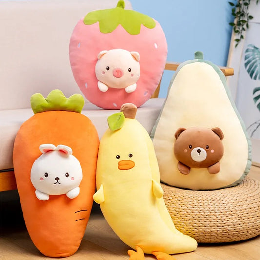 Cute Fruit Animal Plush Banana Duck Carrot Rabbit Avocado Bear Strawberry Pig Home Plush Toys