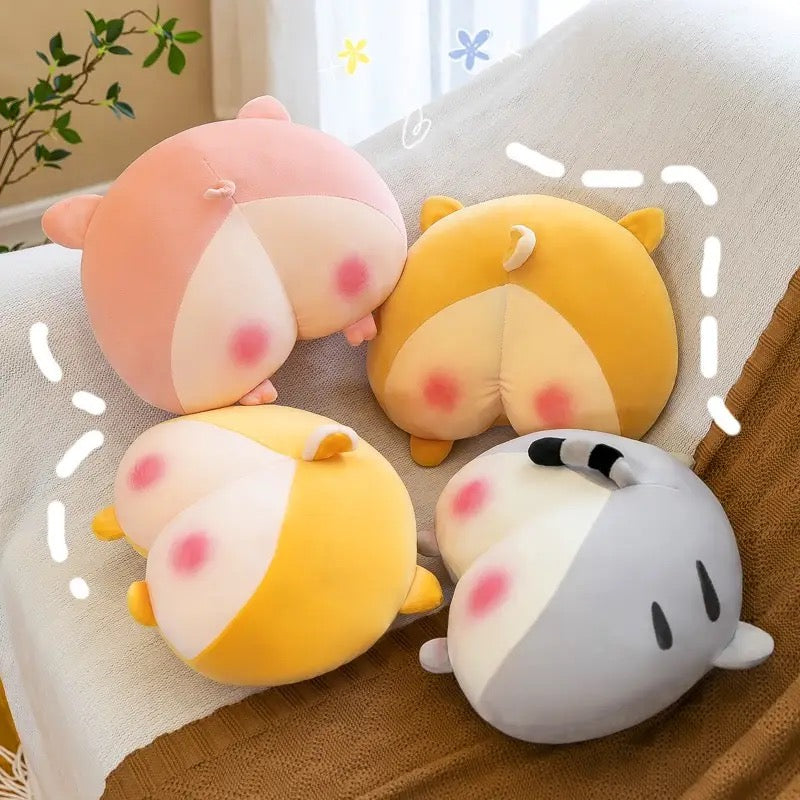 New Corgi Butt Plush Pillow Hip Hand Warmer Cartoon Animal Sofa Cushion Stuffed Dog Kids Toys